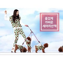 (15시이전 주문 당일출고)버뮤다 강아지 세마리 리드줄 트윈줄 3마리 산책줄세트, 핑크&블루