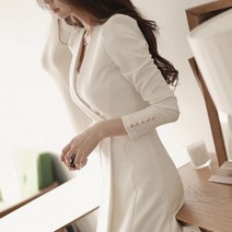 흰색 정장 원피스 겨울 가을 여성 결혼식 하객룩 돌잔치 신부예복 피로연