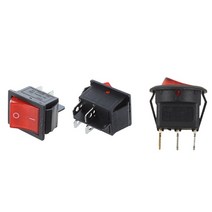 2 PCS KCD4 DPST ON-OFF 4 핀 로커 보트 스위치 15A / 20A AC 250V / 125V 토글 스위치 바이폴라 켜기 빨간색 3 핀 20mm, 하나, 블랙 & 레드