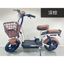 2인용 소형 클래식전기자전거 어르신 전동 자전거 단거리, 브라운, 12아