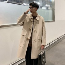 소뿔버튼 후드넥 남성 떡볶이 코트 일자핏 무지 니뽄스타일 미디엄 토글 더플 패션