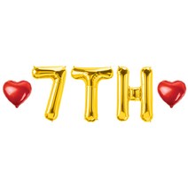 7TH 숫자 알파벳 하트 풍선 세트, 02.골드 7TH