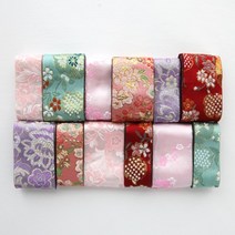 C356 자수꽃 한복리본 길이90cm, 금사 핑크(pink), 3.8cm