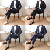 뉴메이드 / 여름 린넨 정장 수트 세트 셋업 양복 / 스카이블루 블
