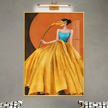 보고아트 북유럽 모던 감성 여인 여자 인물 추상화 그림 북유럽 인테리어 액자, [13] 노란 원피스 꽃을 든 여인