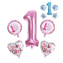 베이비걸&보이 5pcs 돌잔치 세트 아이들 파티 생일 축하 어린이 꾸미기 유치원 이벤트 프로포즈 행사, 블루