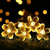 DaiFu LED 벗꽃 트리등 태양열조명 정원등 100구 8가지 램프 모드, 노랑색상 12m 100구