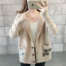 자수 아우터 니트가디건 봄가을 인싸템 후드 스웨터 코트 상패 디자인 여성 상의 3819051656, 3XL, 카키브라운 전문점 품질 관심을 가지다