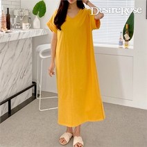 셀러허브 패션 [디자이어로즈] 여자 브이넥 플레인 롱 여름 원피스 3color