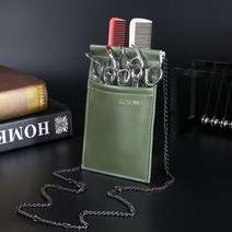 미용실 컷트 가위 벨트 집 포켓 가방 케이스 전문가용, 블랙 체인이 있는 그린 가죽 무료 그린 로프