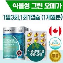 캐나다 식물성 조류 오메가 3 90캡슐 1개월분 . 생선 비린내 없는 식물성 해조류 추출 오일 사용 뼈 건강 비타민 D 함유 건강기능식품, 2통