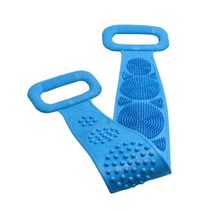 실리콘 젤 스크럽 목욕 브러쉬 스트립 마사지 등 문지름 테이프 긴 문질러 양면 바디 스킨 욕실, 01 blue