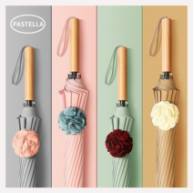 [샬롬] 코사지 파스텔장우산 우산 튼튼한 16K 장우산 여성 대형 특이한 독특한 장식 꽃우산