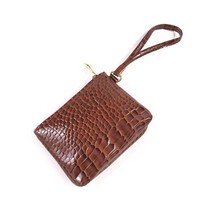 악어패턴 에나멜 엠보 파우치 소품가방 반지갑 브라운