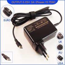 HP USB-C 용 5.25V 3A 노트북 Ac 어댑터 충전기 Google ZUK Z1 LG 5X Nokia N1 HTC 10K 10, 한개옵션0