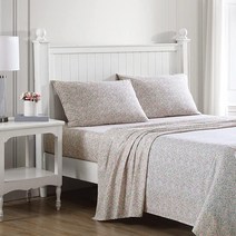 Laura Ashley Home - 트윈 XL 시트 면 퍼케일 침구 세트 산뜻하고 멋진 홈 데코 (러브스톤 핑크 XL)