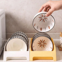 스위트빈 파스텔 그릇&접시 정리대, 화이트1개+옐로우 1개