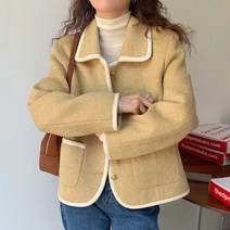 YAPOGI 여성 트위드 자켓 캐주얼 심플 데일리 정장 아우터