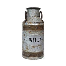 Vintiquewise 아연 도금 금속 소박한 우유 캔 대형, Small