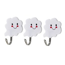 3Pcs 욕실 주방 구름 옷걸이 자체 접착 후크 벽걸이 문 옷 수건 홀더 랙에 스틱, 프랑스, WHITE