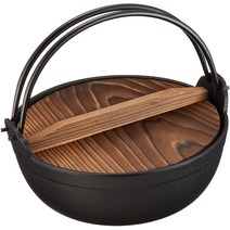 이와츄 무쇠 주물 샤브샤브 전골팬 냄비 나베 인덕션용, 블랙, 18cm