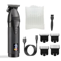 미용실 프로 남자 바버샵 바리깡 남성용 USB 헤어 클리퍼 전문 무선 이발 면도기 수염 0mm T9, 01 black