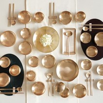 놋담 방짜유기 6인 유기그릇 반상기세트 45P(메인요리접시+서빙스푼+서빙포크 증정)+보자기 선물포장, 수세미 2P