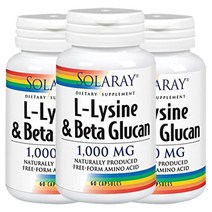 솔라레이 L-리신 & 베타 글루칸 1000mg 캡슐, 60개입, 3개