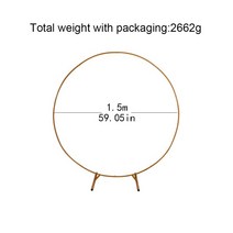 아치형가벽 인테리어 파티션 가림막서클 웨딩 소품 생일 장식 단철 라운드 반지 아치 배경 잔디 인공 꽃 행, 05 Gold 1.5m