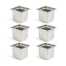 CURTA 6팩 걸림 방지 호텔 팬 0 6cm(1/6인치) 사이즈 15 2cm(6인치) 깊이 NSF 상업용 18/8 스테인리스 스틸 마찰 스팀 테이블 팬 케이터링 보관 금속 음식, 1/6 사이즈_6