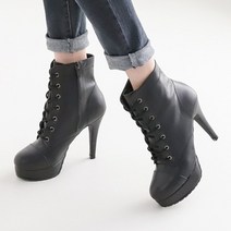 니나스파리 11cm 레이스업 앵클 힐