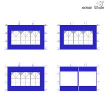 오션웨일 접이식 야외 천막 2x2 D-창문형 세트 (투명바람막이 4면) 주차 행사용 포장마차 캐노피 천막, (D-창문형 세트)레드