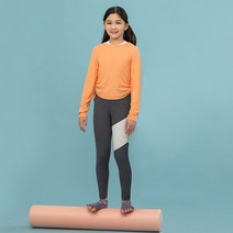 요가피기 YP10120 포인트 레깅스 멜란지그레이 뉴화이트 키즈 요가복 필라테스복 반팔