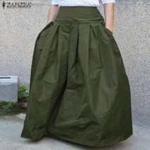 여성롱스커트 여자스커트 긴치마 ZANZEA 패션 여성 여름 롱 맥시 스커트 빈티지 캐주얼