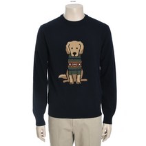 [닥스셔츠 스웨터] 23년 F W 신상품 울100 강아지 인타샤 풀오버 라운드 니트 네이비 DJW1SWRL101-N1