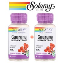 (1+1) 솔라레이 Paullinia cupana 구아라나 과라나 추출물 guarana 200mg 60 베지캡슐 2팩