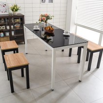 [생활의힘]T7 로디 1800 4~6인식탁세트, 블랙_유리화이트_03.1인용4개, 본상품선택