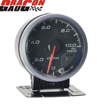 드래곤 60mm 레이싱 카 수정 오일 압력 게이지 스테퍼 모터 자체 테스트 기능 0-10 Bar 미터의 Chnology 경, 한개옵션0