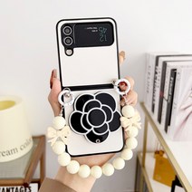 폰로드 플라워 히든미러 구슬 스트랩 지플립4 Z플립4 케이스