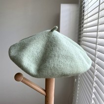lunaampdolphin women 가을 겨울 양모 버섯 모자 베레모 아보카도 그린 빈티지 아티스트 모자 화가 비니 모자 스위트 컬러 따뜻한