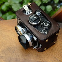 롤라이플렉스 Rolleiflex 3.5f 2.8f 가죽 케이스 커버, 베지터블 레더 레드스티치 블랙