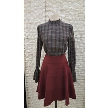 지컷 체크 소매포인트 블라우스(7227460601)