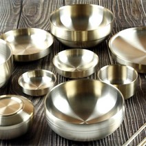 이중 티타늄 그릇 모음 업소용 냉면 밥그릇 찬기 수저, 티타늄 이중 물김치탕기, (105x53)mm