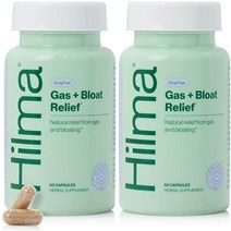 힐마 천연 가스 앰프 팽만감 완화 - 레몬 밤 회향 앰프 포함 페퍼민트 잎 - 임상적으로 입증된 유기농 성분으로 제조된 닥터 - 비건 캡슐 100개가 들어 있는 2팩, 가스 및 팽창 - 100ct(2pck)