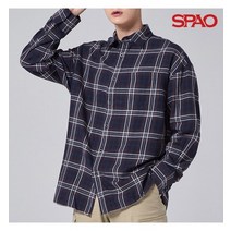스파오 남성 웜코튼 오버핏 체크 셔츠