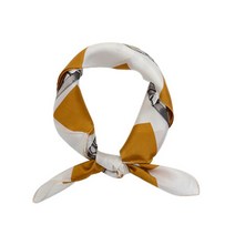 [천삼백케이] [스카프홀릭] 샌튜어 mini scarf (머스타드) - [수입 스카프] 격자 실크 쁘띠 미니 스카프