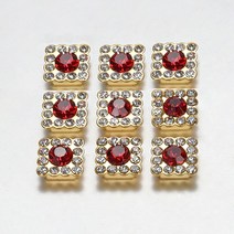 100pcs 쥬얼리에 대 한 10mm 여러 가지 빛깔의 광장 라인 석 베젤 카보 숑 크리스탈 패치 DIY 수 제 공예 재료 액세서리 만들기, 01 Red