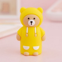 일호장신구 세 쌍둥이 후드 곰 연필깎이 작은 미니 연필깍기, 세쌍둥이후드곰연필깎이(옐로우)