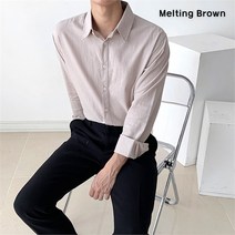 [로즈블로썸] [멜팅브라운] 남자 코튼 린넨 셔츠 남성 캐주얼 셔츠 (9077737)