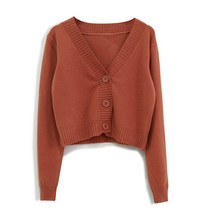 여성용 겨울 방한 오리털 다운점퍼 자켓 따뜻한 부드러운 레트로 느슨한 짧은 v -neck 하이 -웨이스트 솔리드 스웨터 작은 재킷 스프링 긴 소매 스웨터 가디건 여자 탑